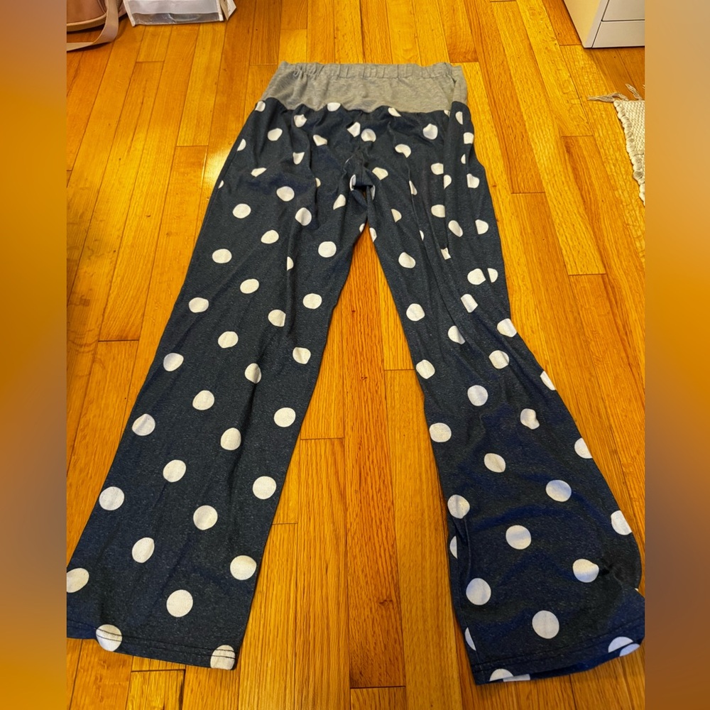 Polka Dot Pajama Bottoms - Navy and White